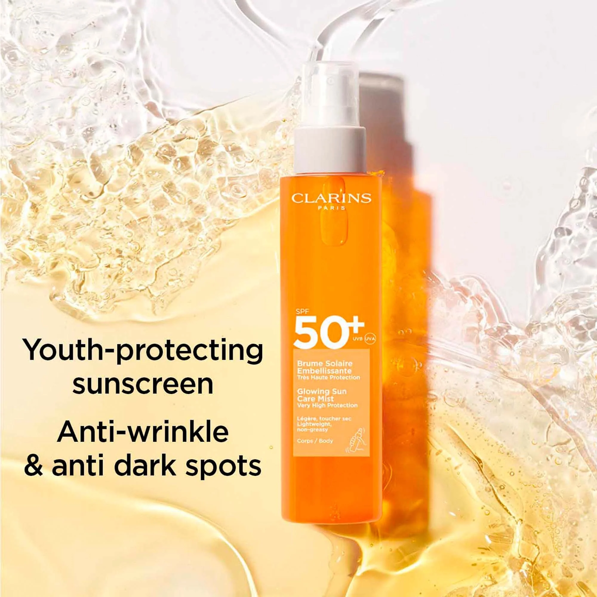 Clarins Glowing Sun Care Mist Very High Protection for Body SPF50+ - Image 4