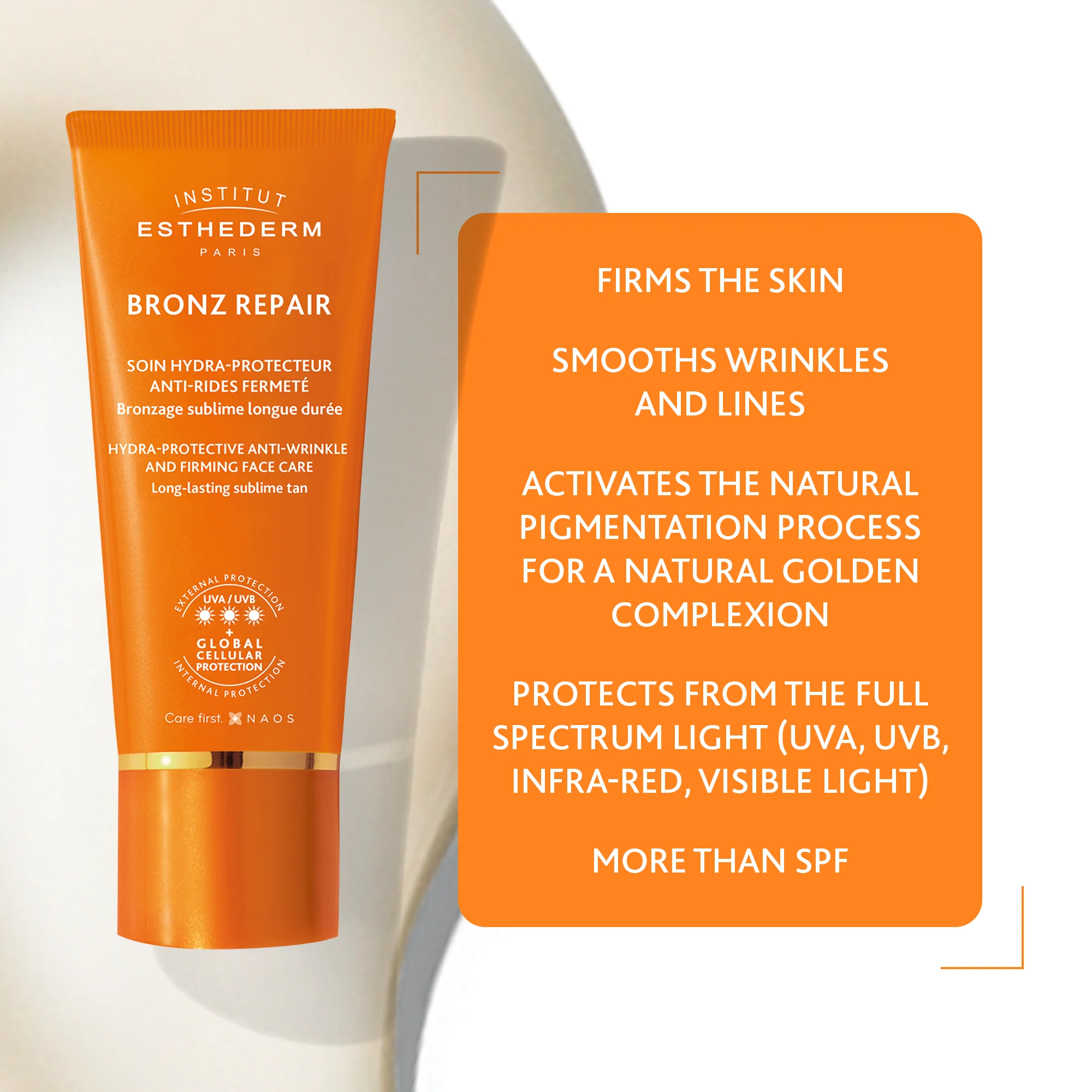 Institut Esthederm Bronz Repair Hydra-Protective Anti-Wrinkle and Firming Face Care - Strong Sun - Image 2