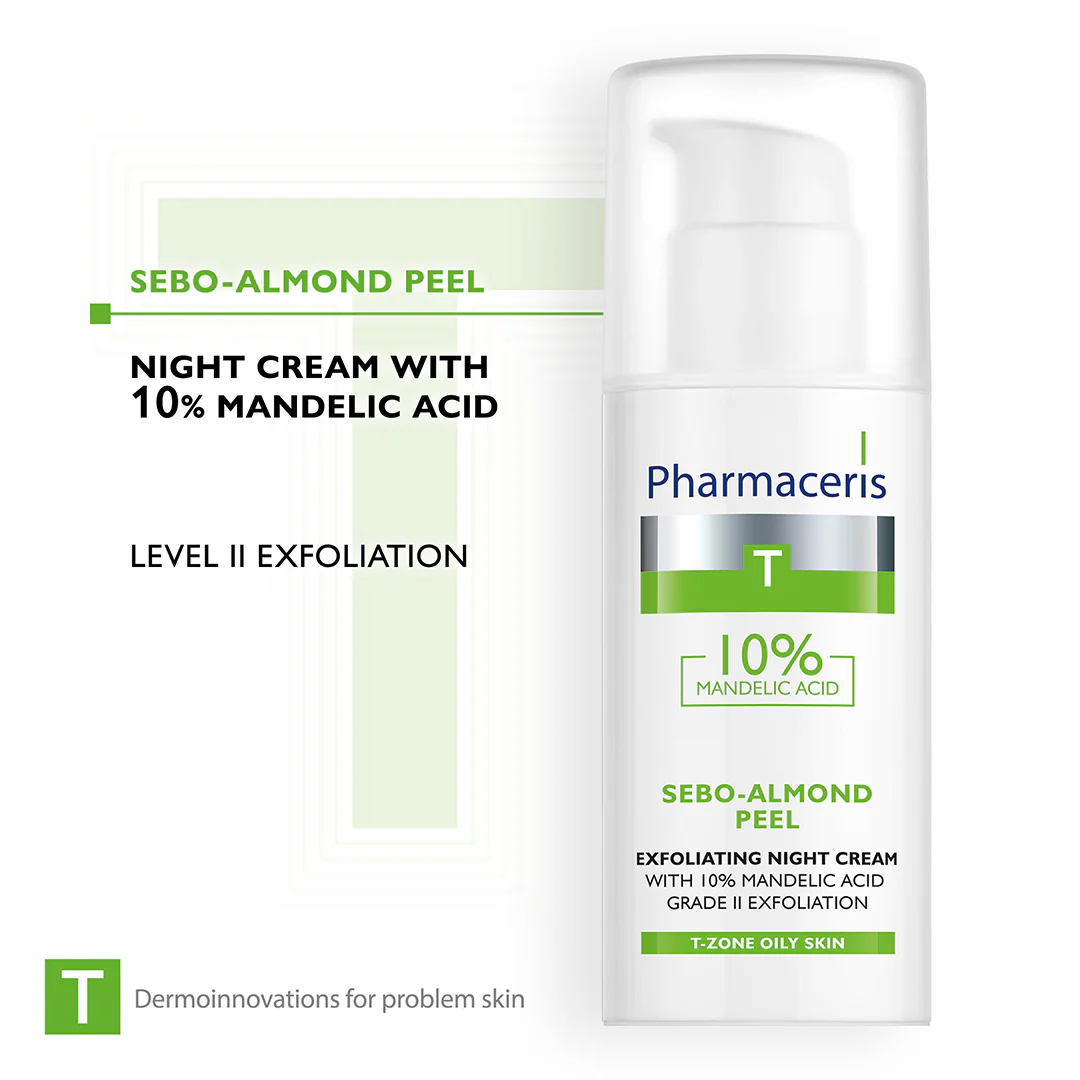 Pharmaceris T Sebo-Almond Peel 10% Mandelic Acid Exfoliating Night Cream - Image 4