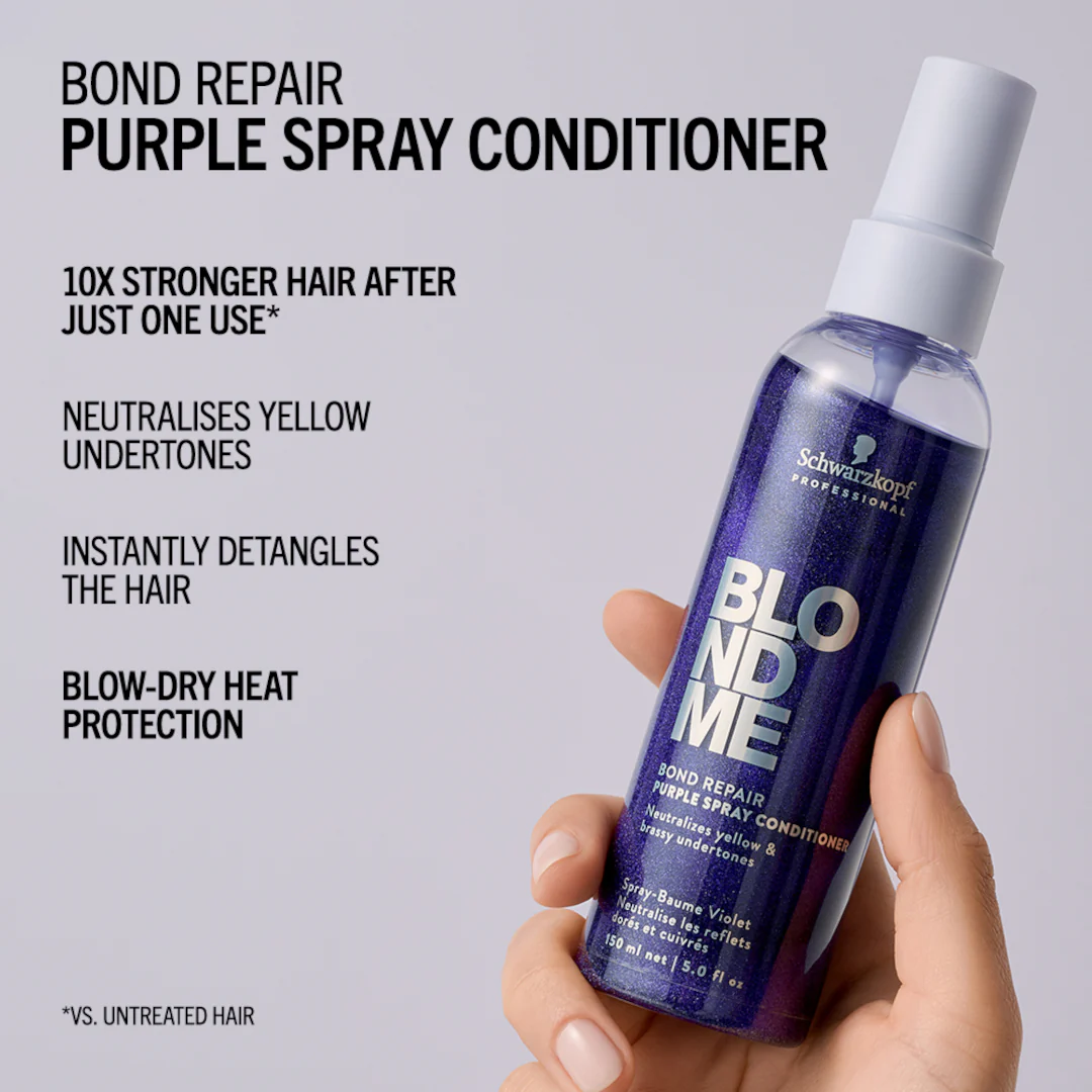 Schwarzkopf Professional BlondMe Bond Repair Purple Spray Conditioner - Image 5