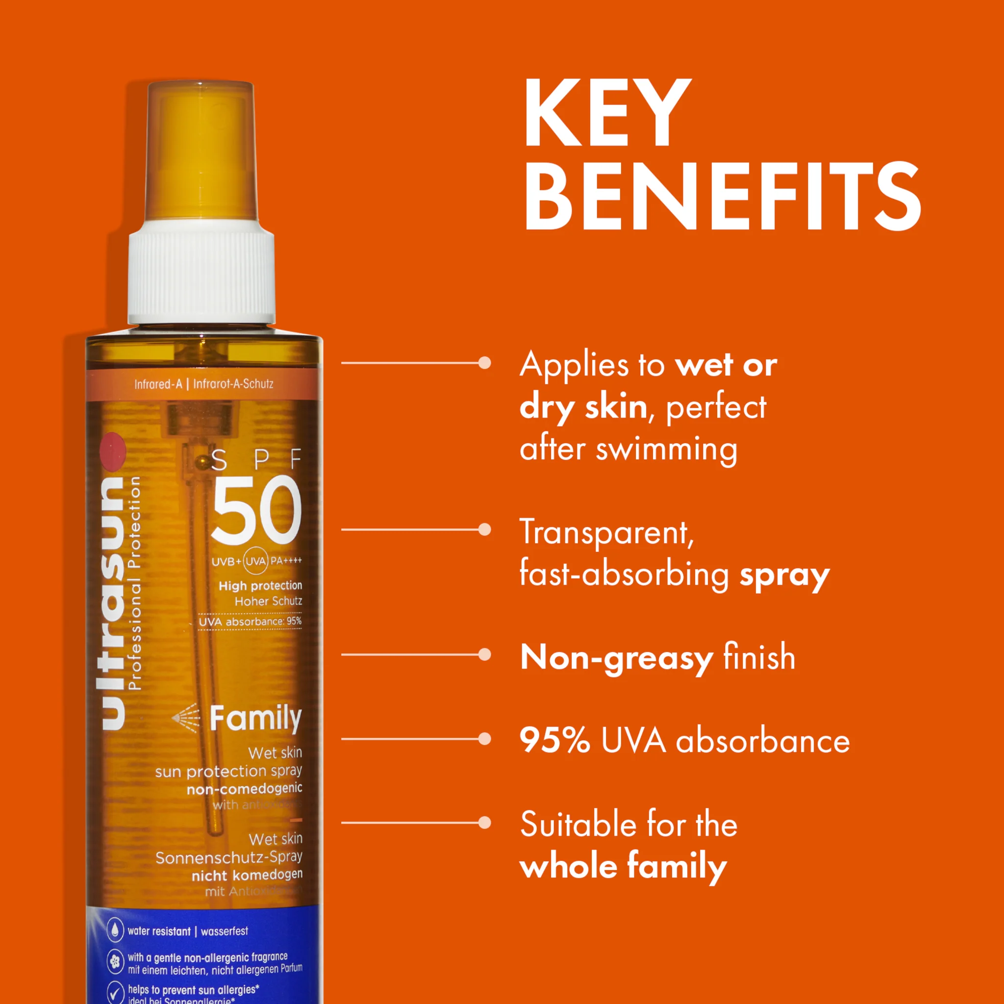 Ultrasun Family Wet Skin Sun Protection Spray SPF50 - Image 3