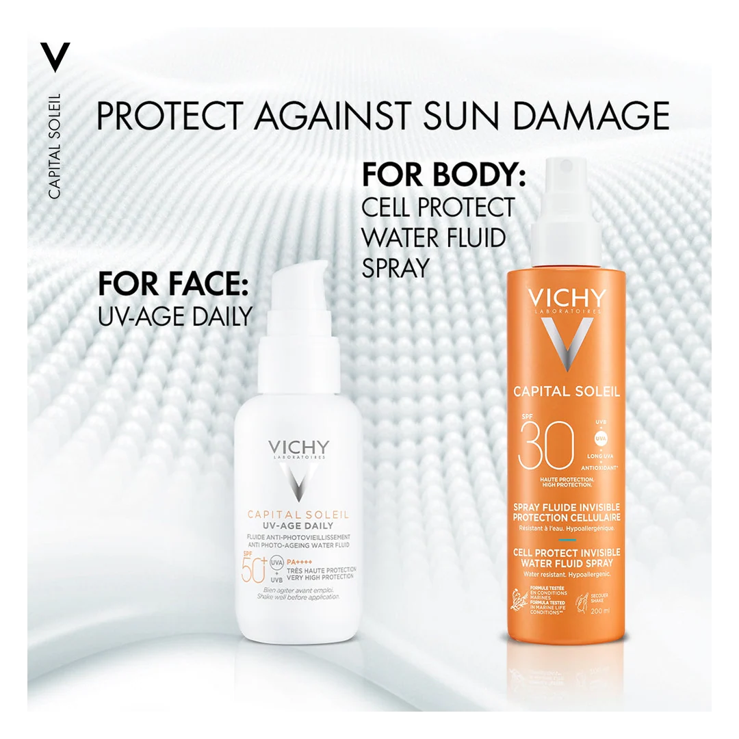 Vichy Capital Soleil Cell Protect Invisible High UVA + UVB Sun Protection Spray SPF30 - Image 3