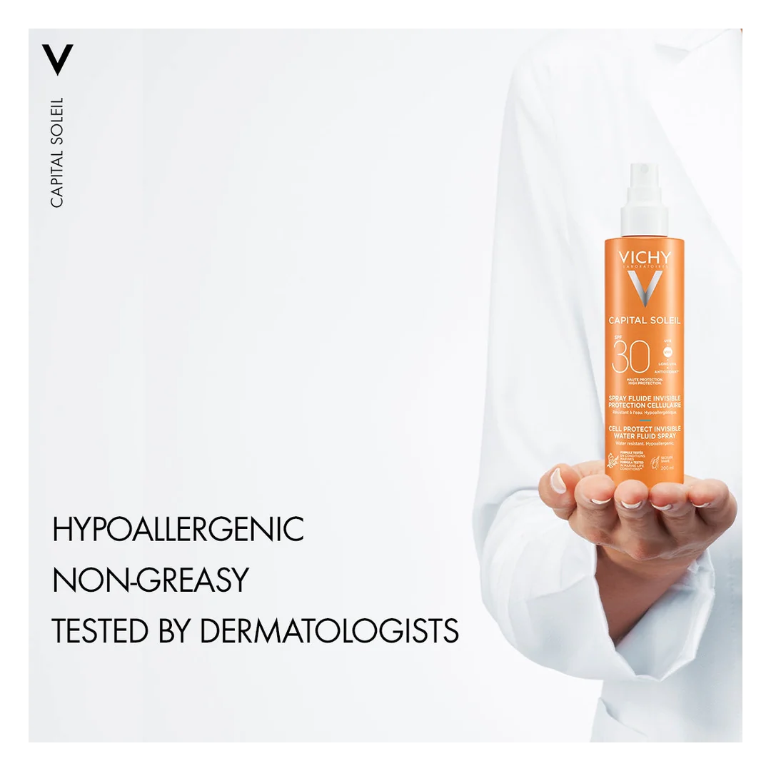 Vichy Capital Soleil Cell Protect Invisible High UVA + UVB Sun Protection Spray SPF30 - Image 4