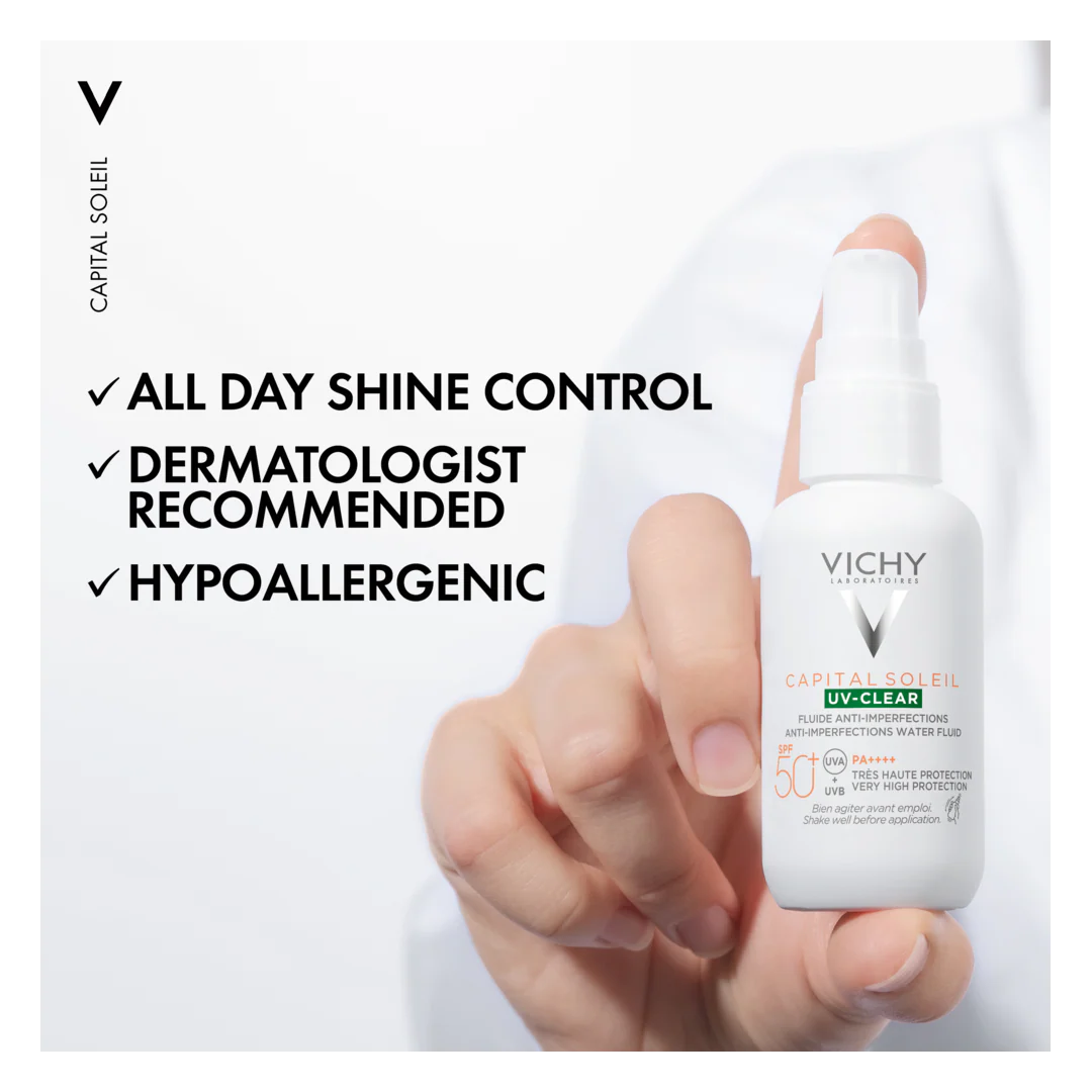 Vichy Capital Soleil UV Clear Anti-imperfections Water Fluid SPF50+ for Blemish-Prone Skin - Image 3