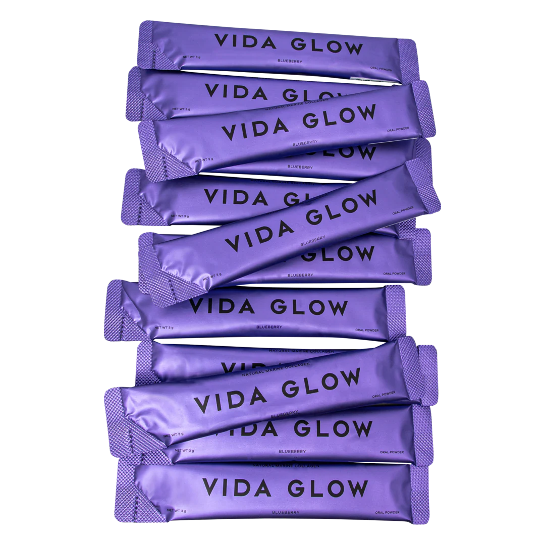 Vida Glow Natural Marine Collagen Sachets - Blueberry Flavour - Image 2