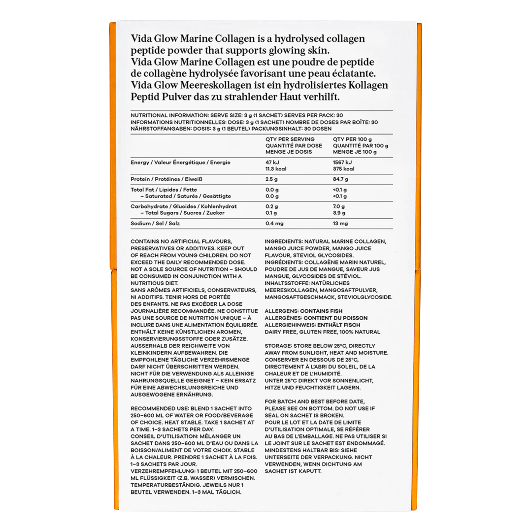Vida Glow Natural Marine Collagen Sachets - Mango Flavour - Image 3