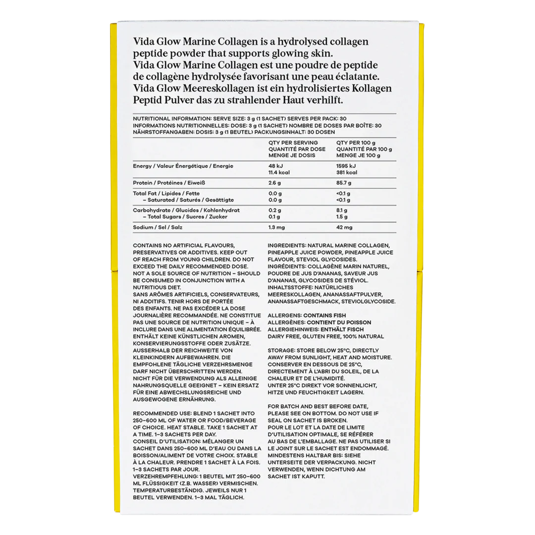 Vida Glow Natural Marine Collagen Sachets - Pineapple Flavour - Image 3